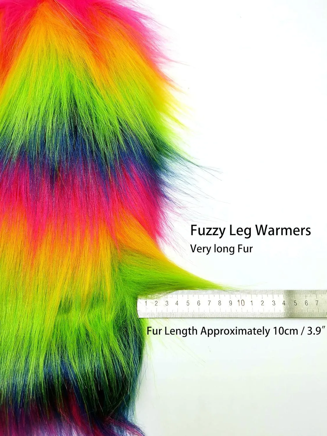 FHQHTH Fuzzy Faux Fur Leg Warmers Fur Heels Long Boots Cuff Cover has Elasticity One Pair Dionysia Boot cover Carnival 18"
