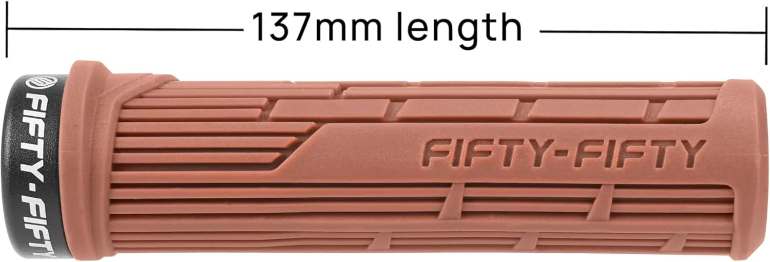 FIFTY-FIFTY Mountain Bike Grips, Single Lock-on MTB Handlerbar Grips, Soft and Comfortable, Non-Slip Locking Bicycle Handle for All Mountain, Enduro, Downhill