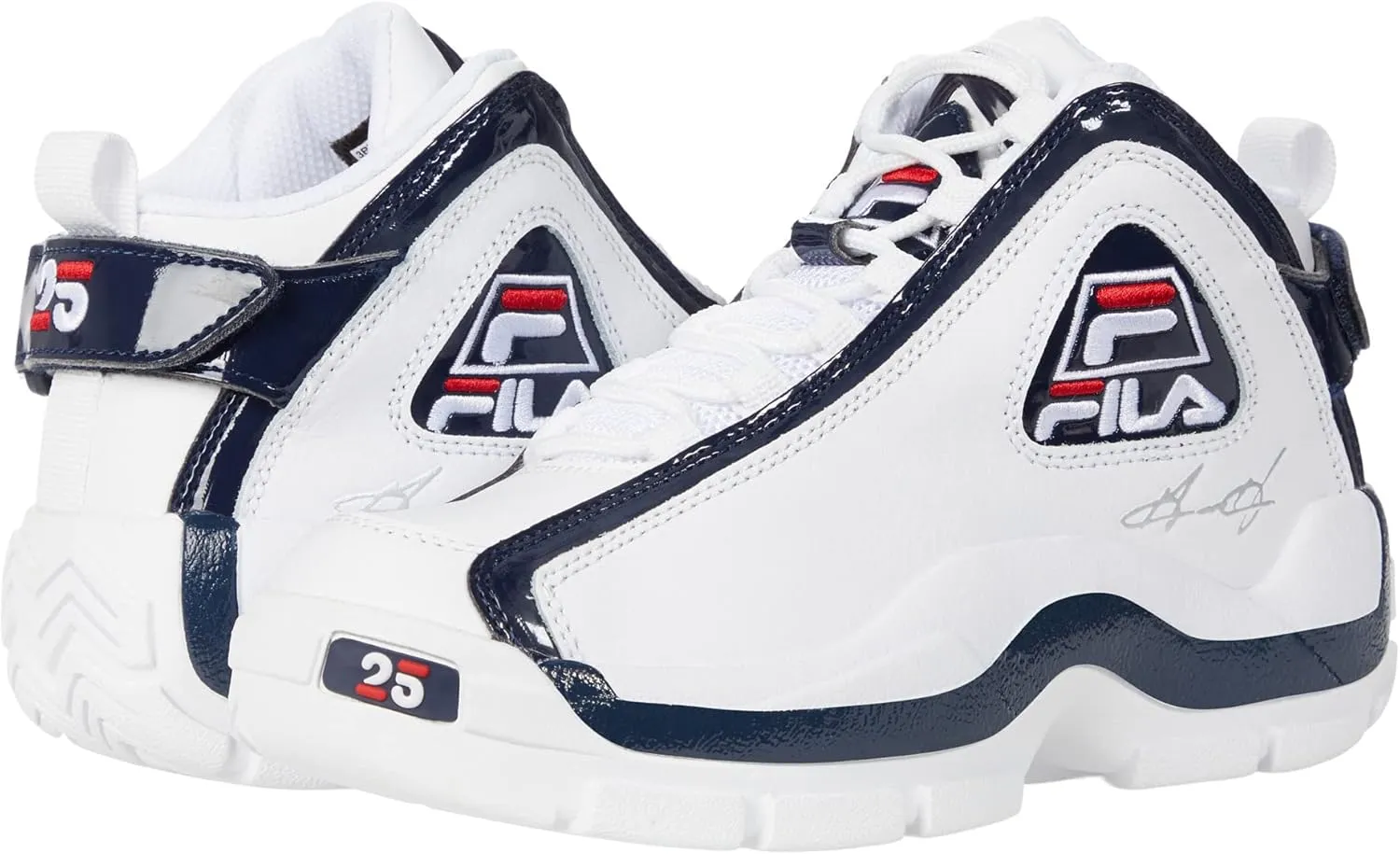 Fila Grant Hill 2 25th Anniversary (Big Kid) White Navy Red 5.5 Big Kid M