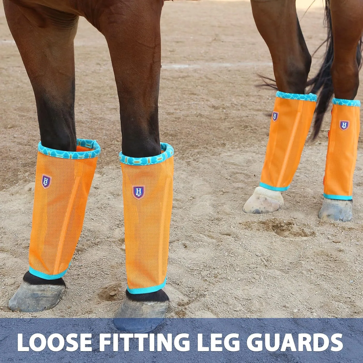 Fine Mesh Fly Boots Loose Fitting & Non-Slip Horse Fly Leggings Fleece Air Flow (Set of 4)