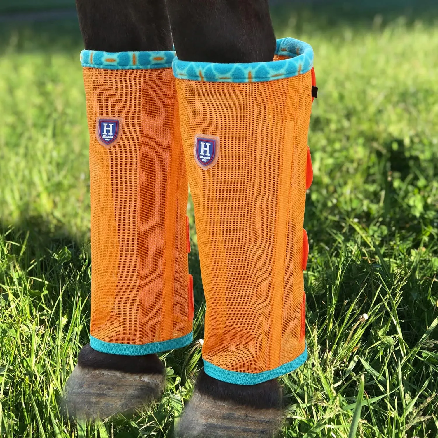 Fine Mesh Fly Boots Loose Fitting & Non-Slip Horse Fly Leggings Fleece Air Flow (Set of 4)