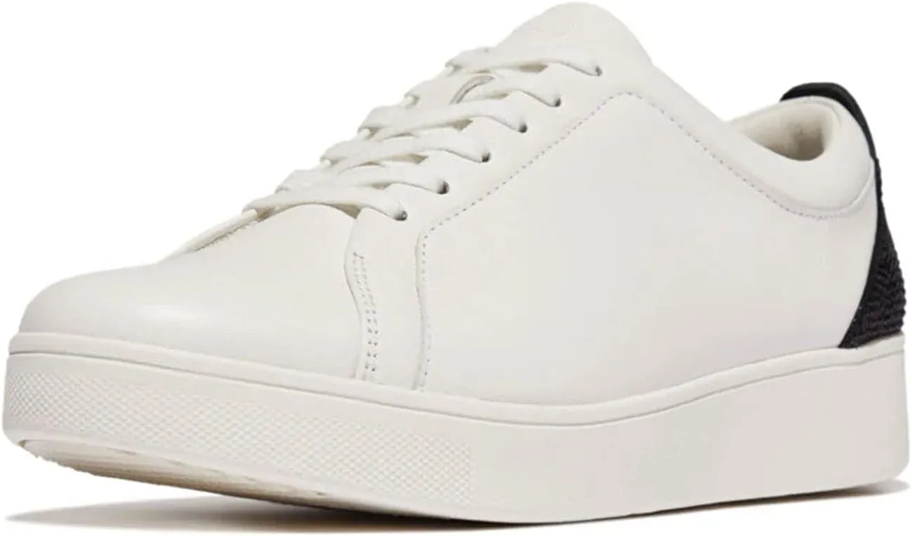 FitFlop Women's Rally Crystal-backtab Leather Trainers Sneaker