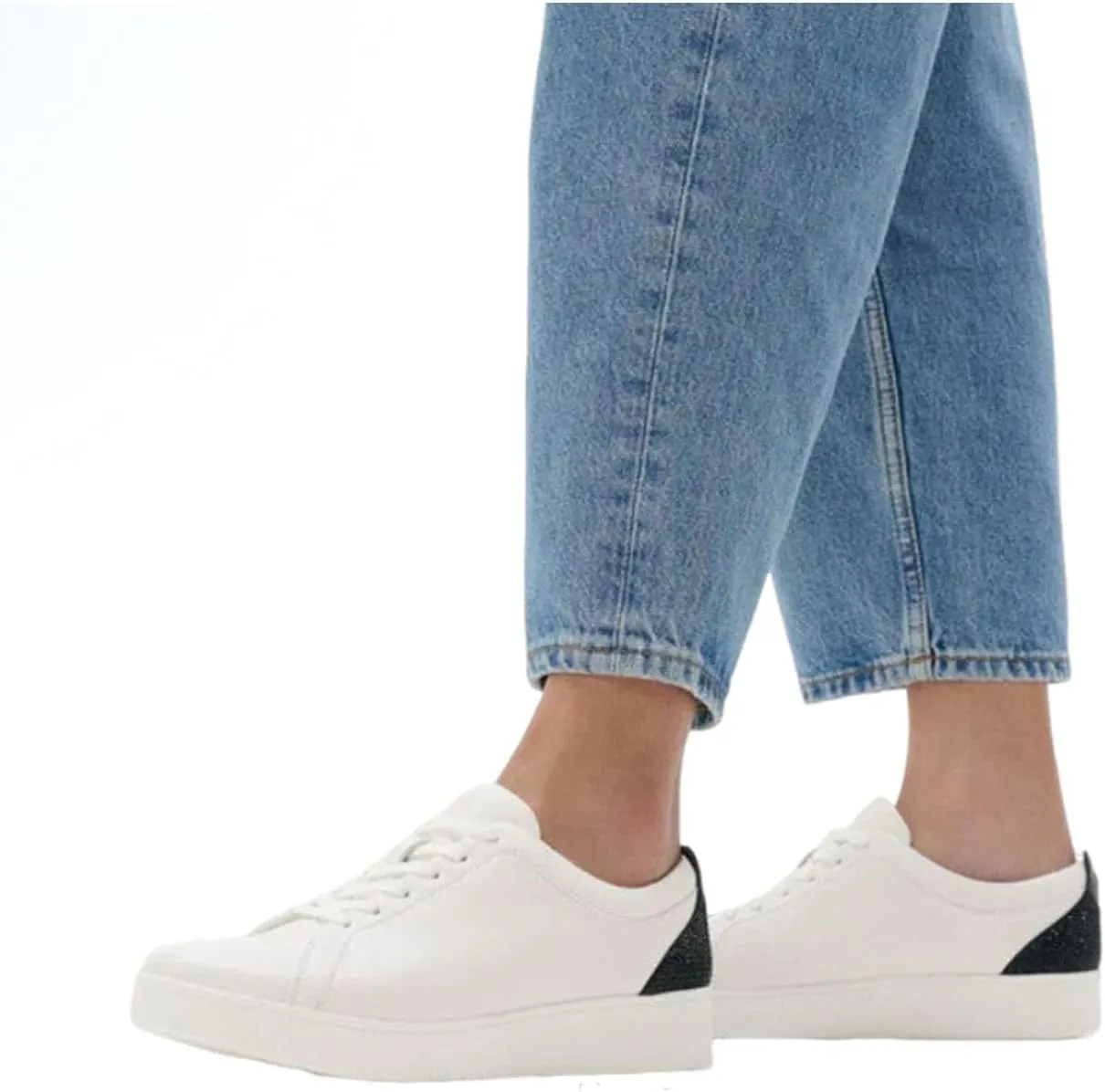 FitFlop Women's Rally Crystal-backtab Leather Trainers Sneaker