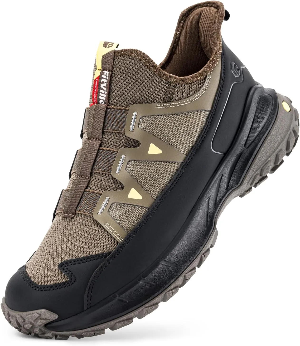 FitVille Extra Wide Sneakers for Men Slip-on Shoes, Soft Comfortable Mens Running Shoe, Slip Resistant Hiking Walking Shoes with Arch Support & Wide Toe Box