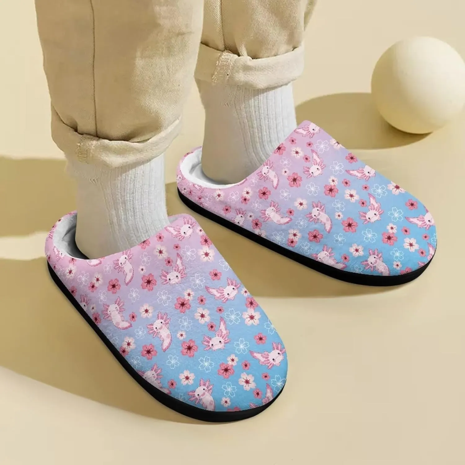 Flashideas Toddler Slippers Kids Fur Lined Warm Slip On Home Slippers Soft Plush Slippers