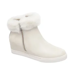 FLOSSIE | Faux Fur Cuff Wedge Booties