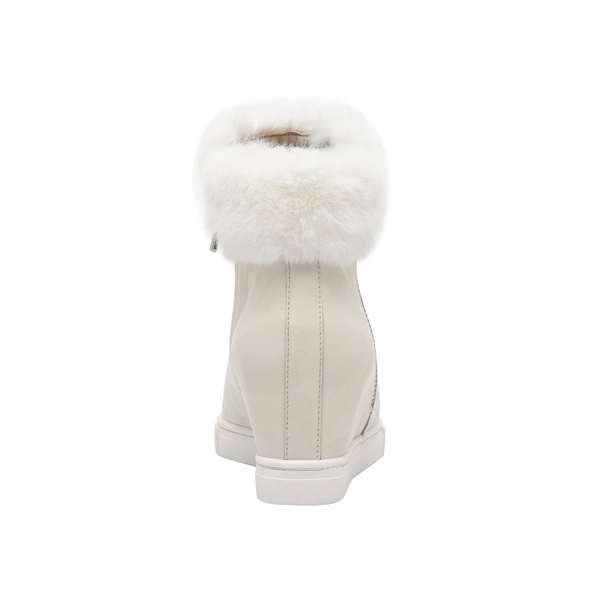 FLOSSIE | Faux Fur Cuff Wedge Booties