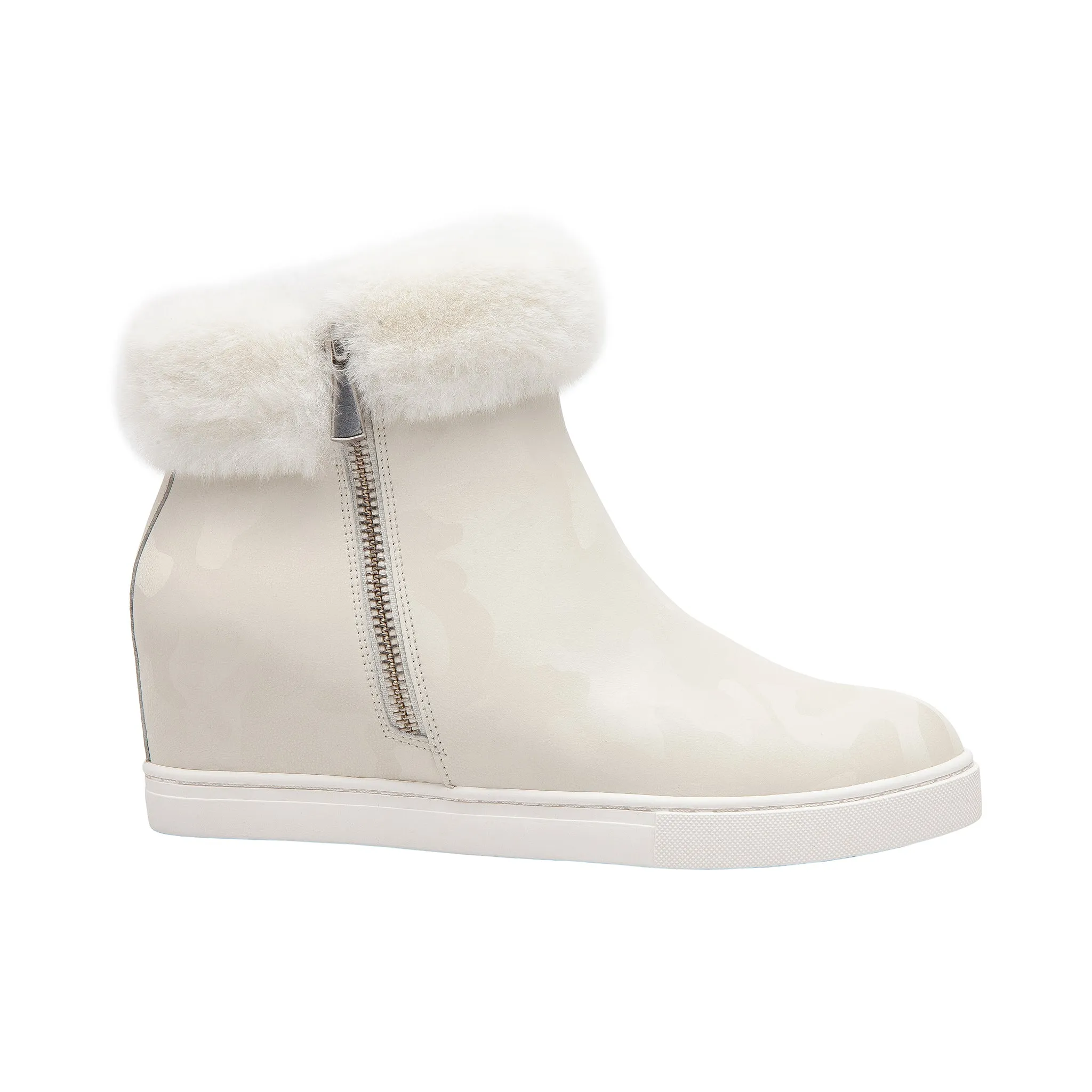 FLOSSIE | Faux Fur Cuff Wedge Booties