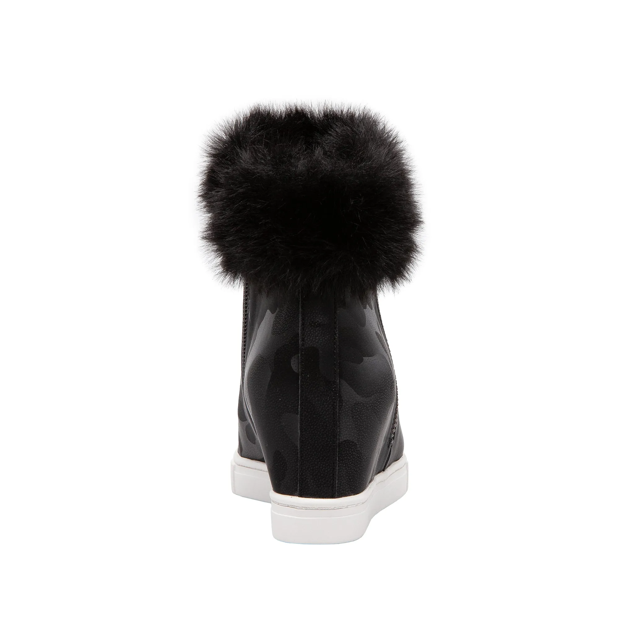 FLOSSIE | Faux Fur Cuff Wedge Booties