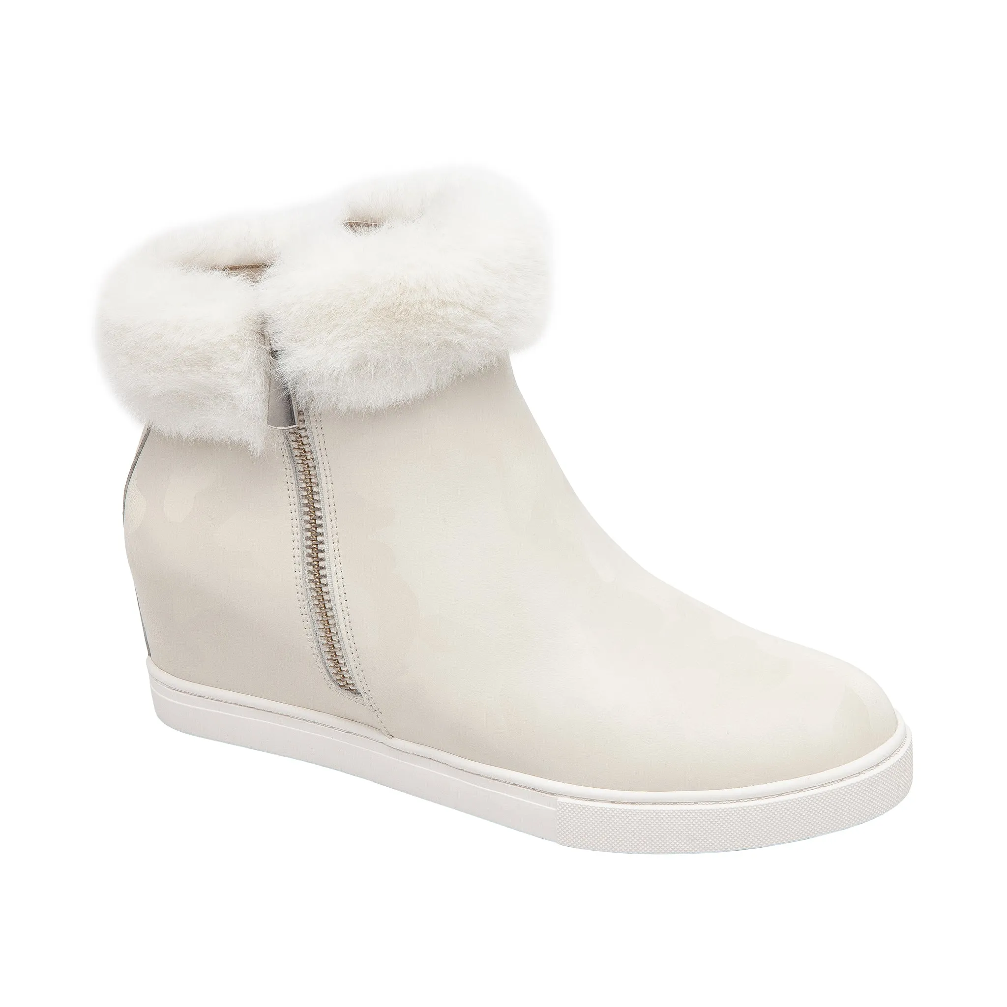 FLOSSIE | Faux Fur Cuff Wedge Booties