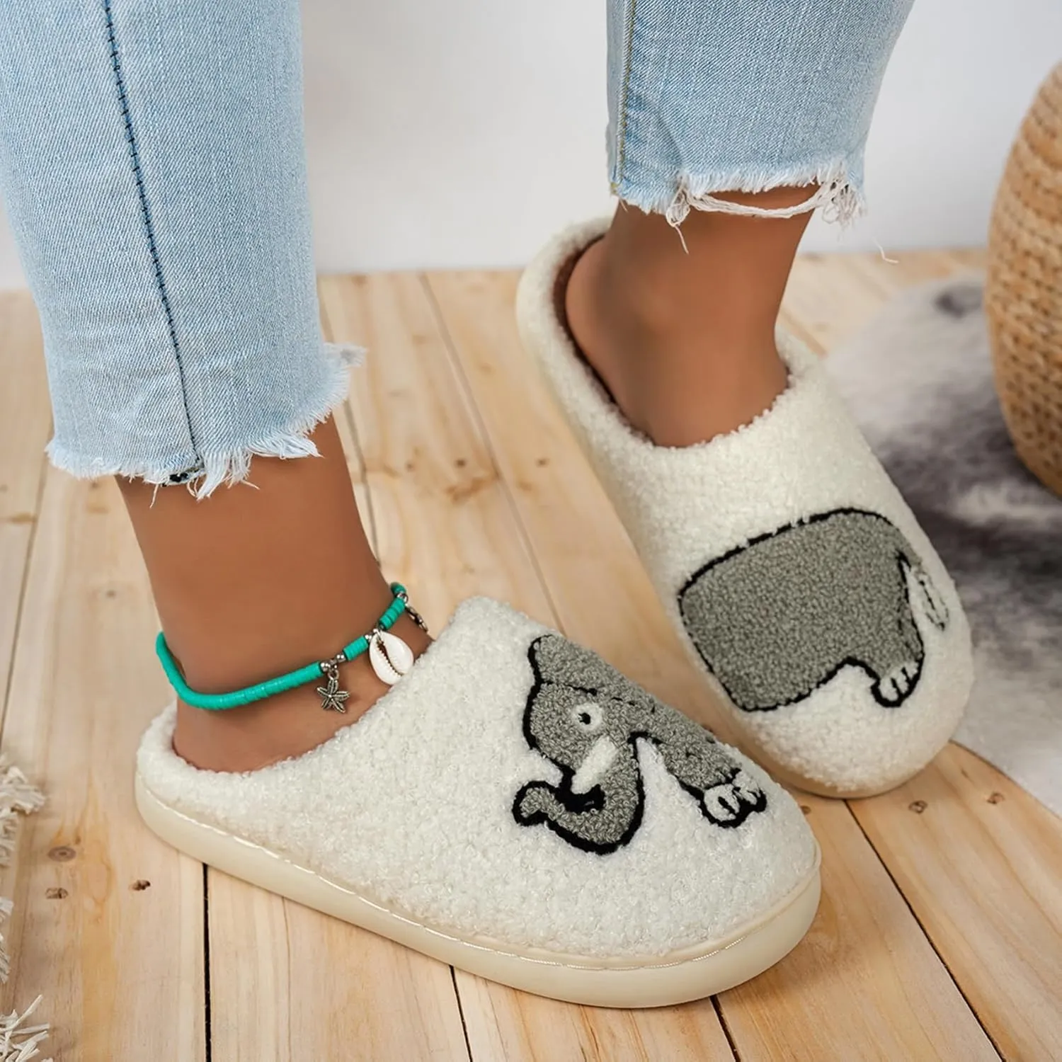 Fluffy Slippers For Womens Mens Warm Cozy Plush Fuzzy Memory Foam Slippers Slip-on House Slippers Indoor Outdoor