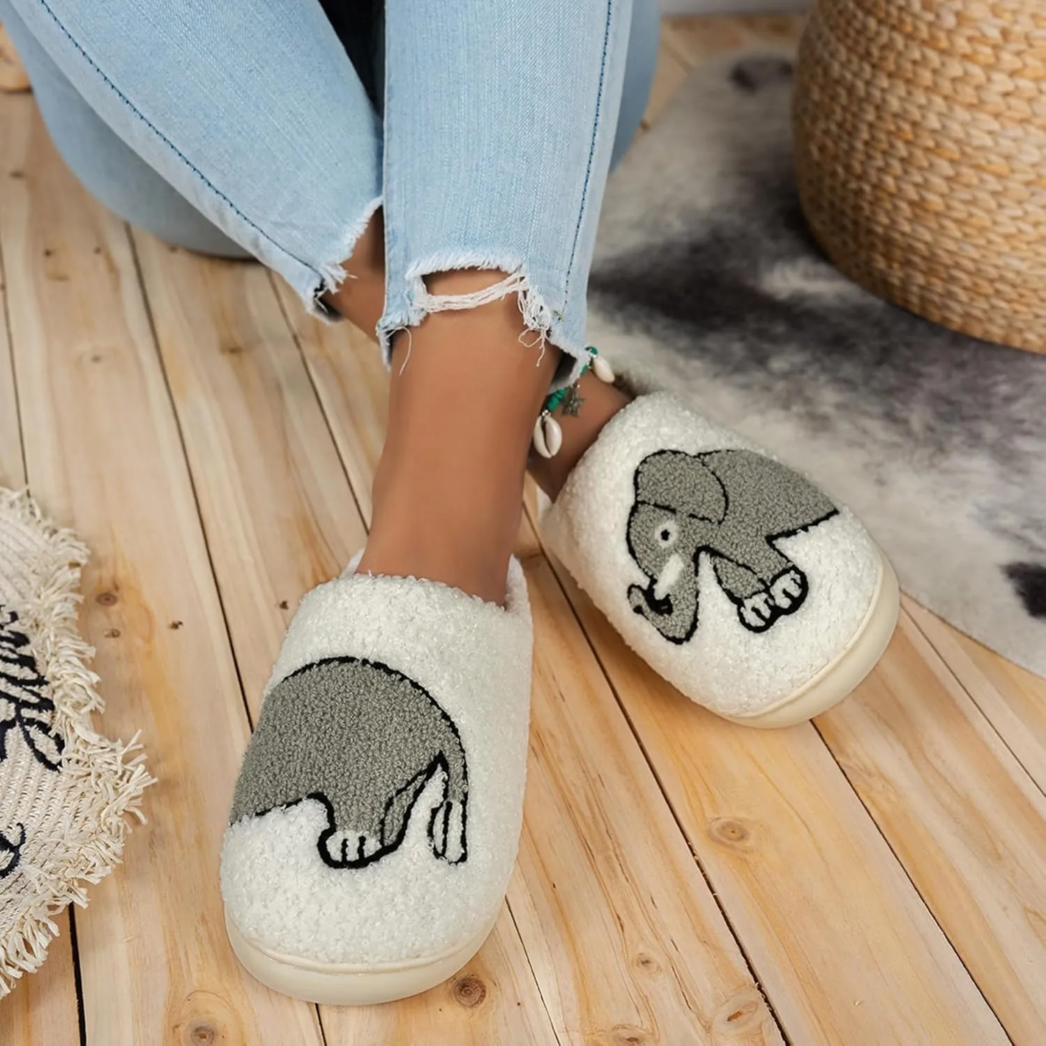 Fluffy Slippers For Womens Mens Warm Cozy Plush Fuzzy Memory Foam Slippers Slip-on House Slippers Indoor Outdoor