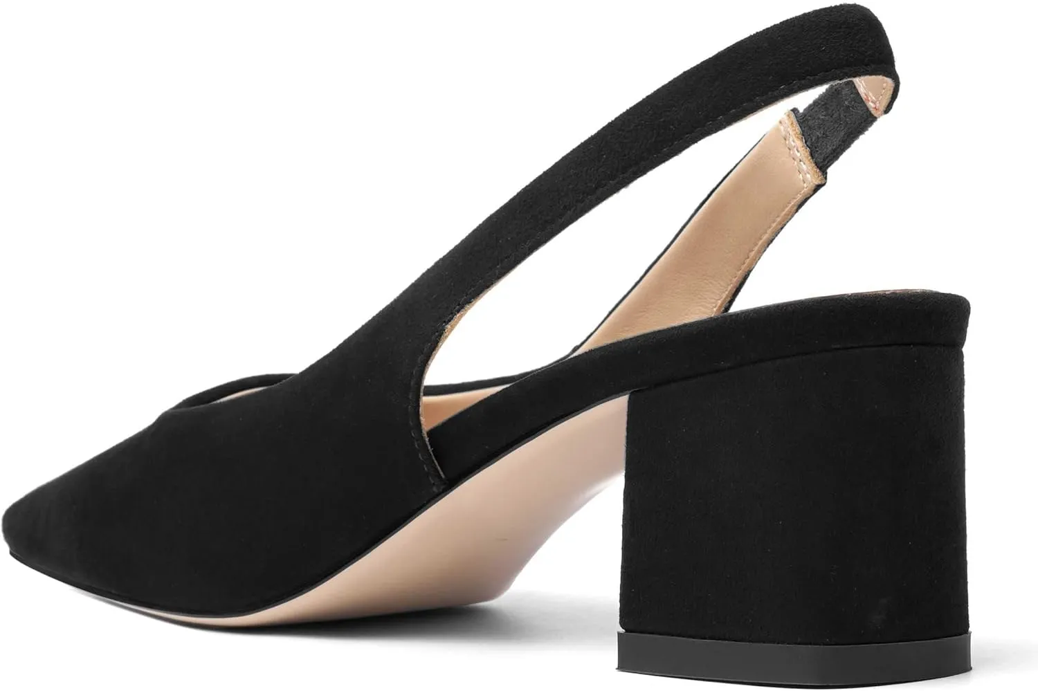 FOGEENA Womens Solid Suede Night Club Slip On Dress Square Toe Chunky Leather Low Heel Pumps Shoes 2 Inch