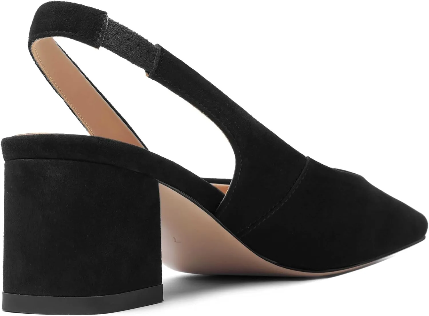 FOGEENA Womens Solid Suede Night Club Slip On Dress Square Toe Chunky Leather Low Heel Pumps Shoes 2 Inch