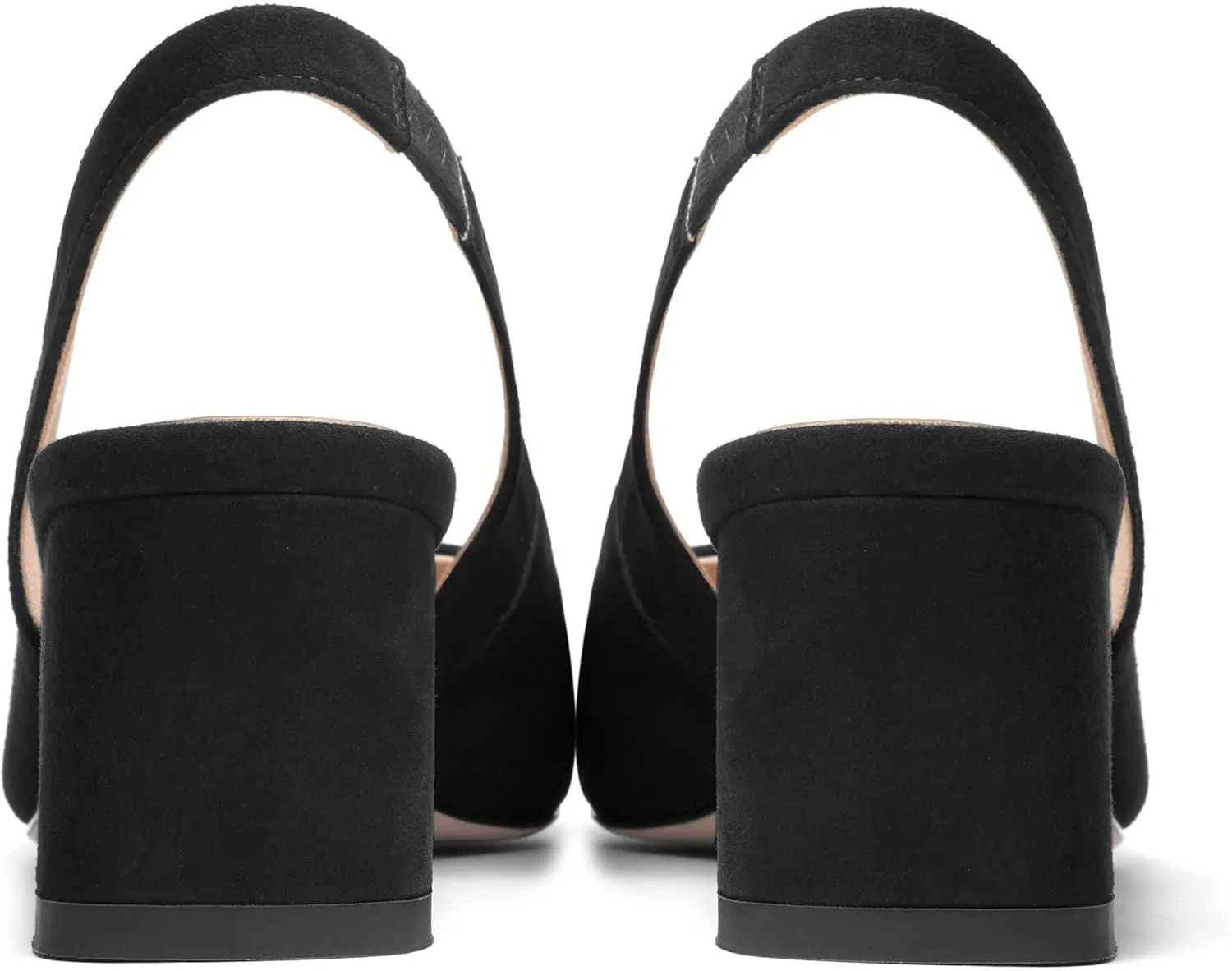 FOGEENA Womens Solid Suede Night Club Slip On Dress Square Toe Chunky Leather Low Heel Pumps Shoes 2 Inch
