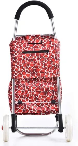 Folding Wheeled Funky Shopping Trolley Festival Bag New Strong Waterproof with 2 Wheels, Portable Grocery Shopping Cart