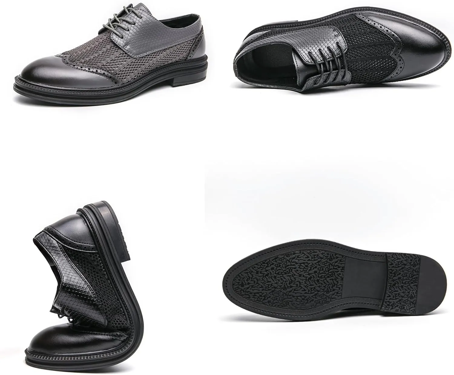 FOTN Mens Hollowed Mesh Brogue Formal Oxford Shoes Casual Lightweight Wingtip Business Dress Work Derby Shoes