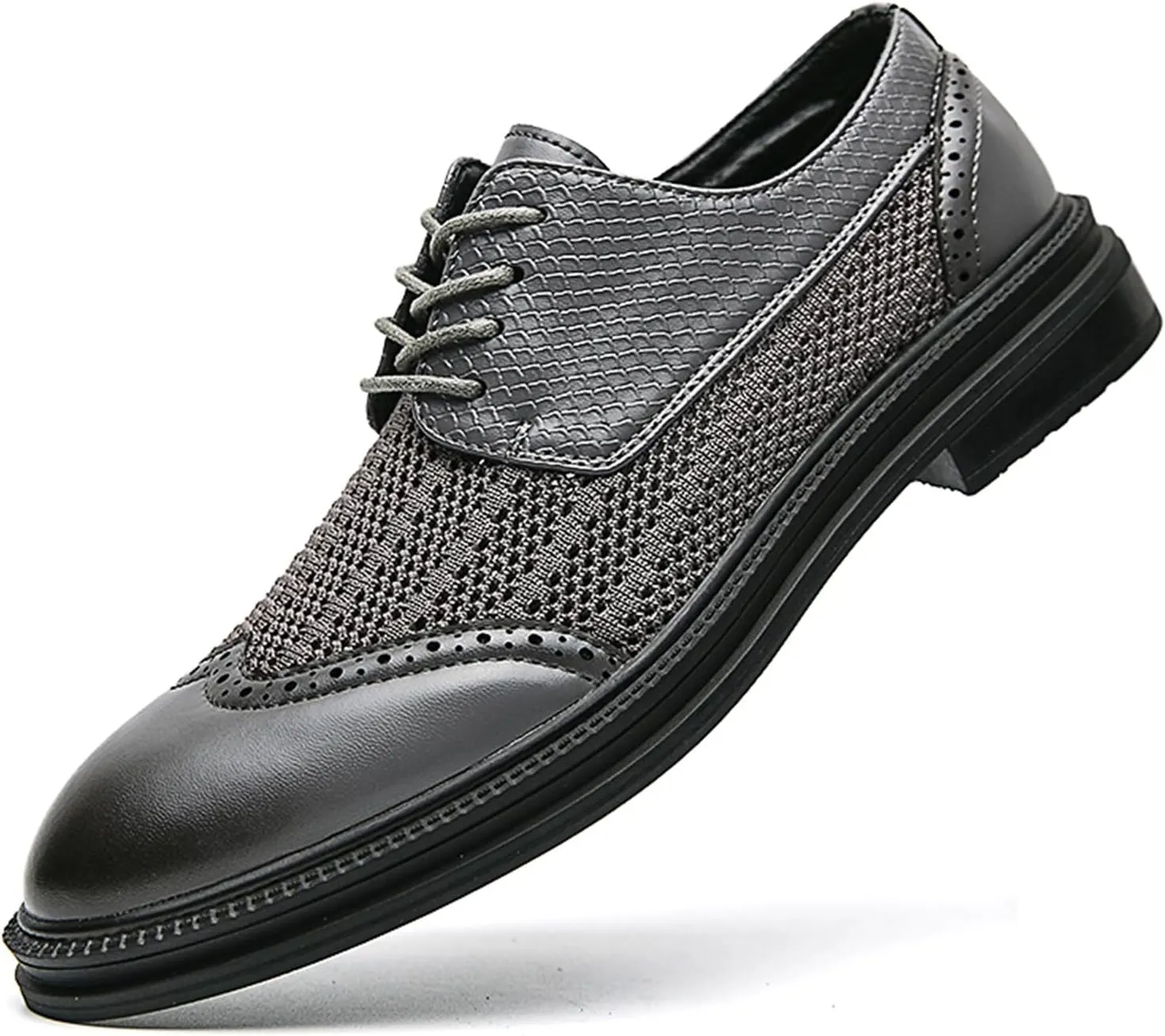 FOTN Mens Hollowed Mesh Brogue Formal Oxford Shoes Casual Lightweight Wingtip Business Dress Work Derby Shoes