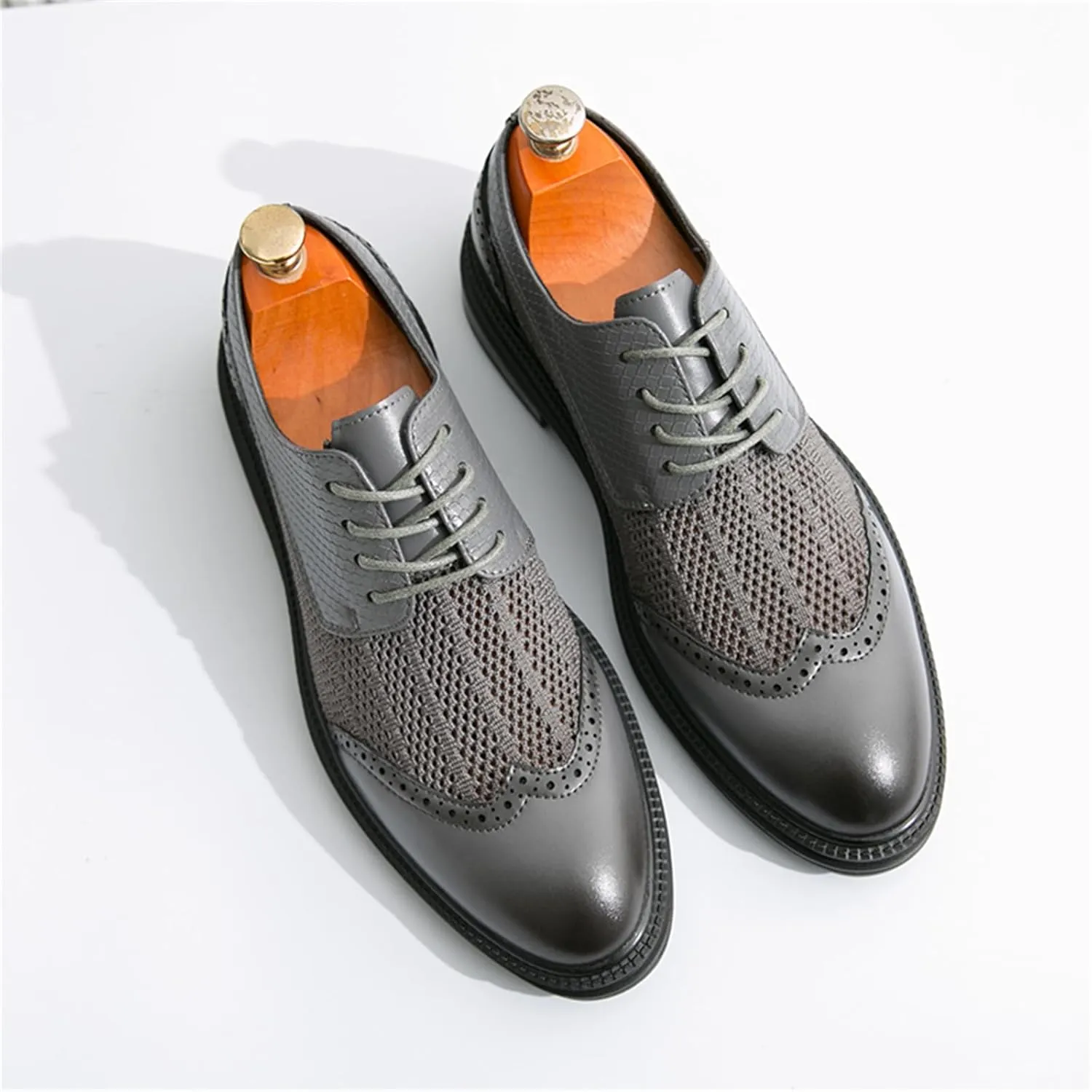 FOTN Mens Hollowed Mesh Brogue Formal Oxford Shoes Casual Lightweight Wingtip Business Dress Work Derby Shoes
