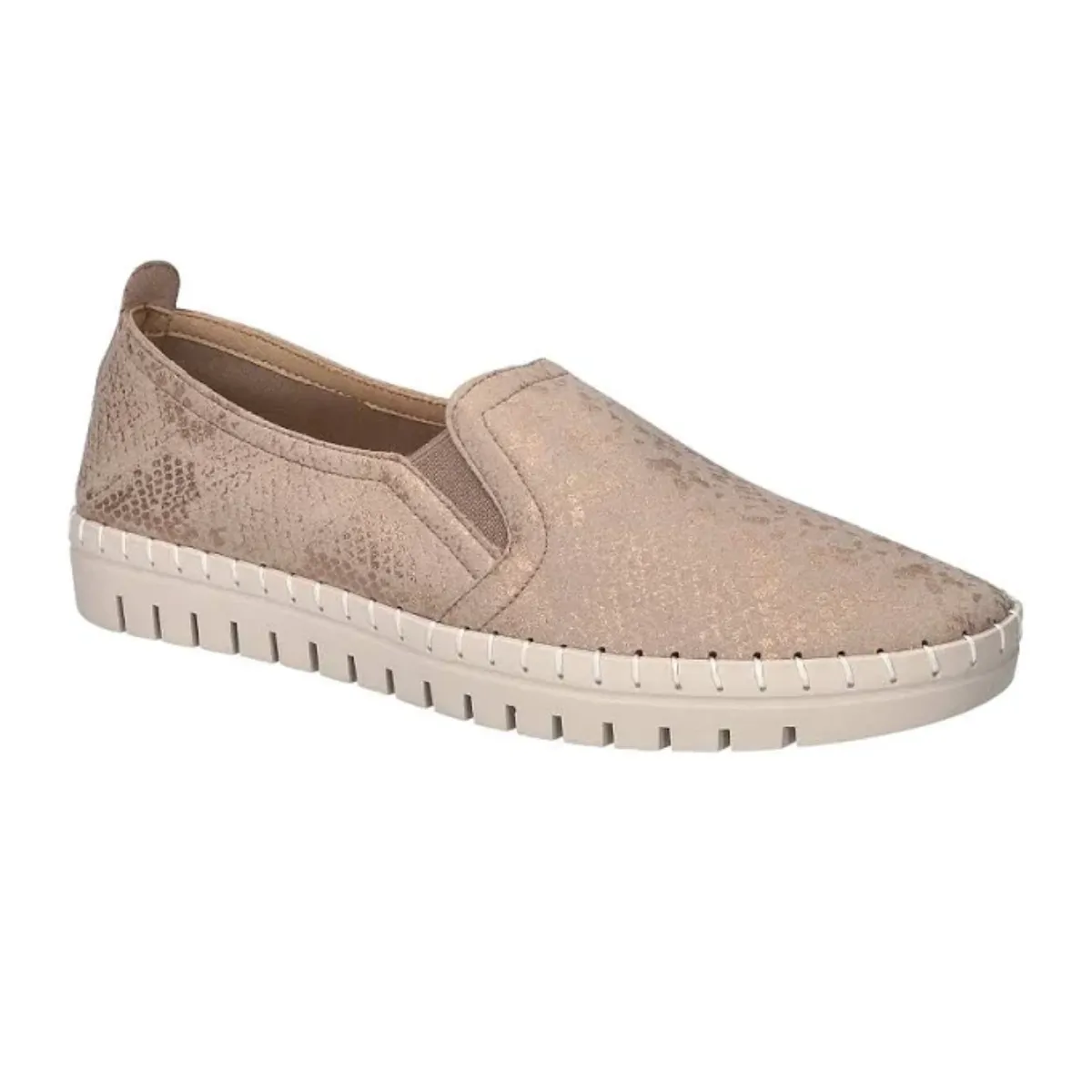 Fresh Slip On Tennis Shoe in Champagne Snake by Easy Street