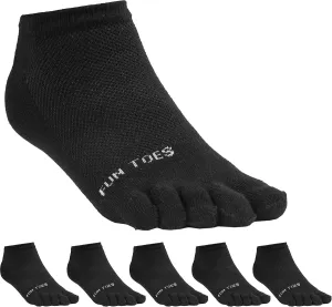 FUN TOES Women's Cotton Toe Socks-Barefoot Running- Breathable- 6 Pairs Pack-Size 9-11 Lightweight