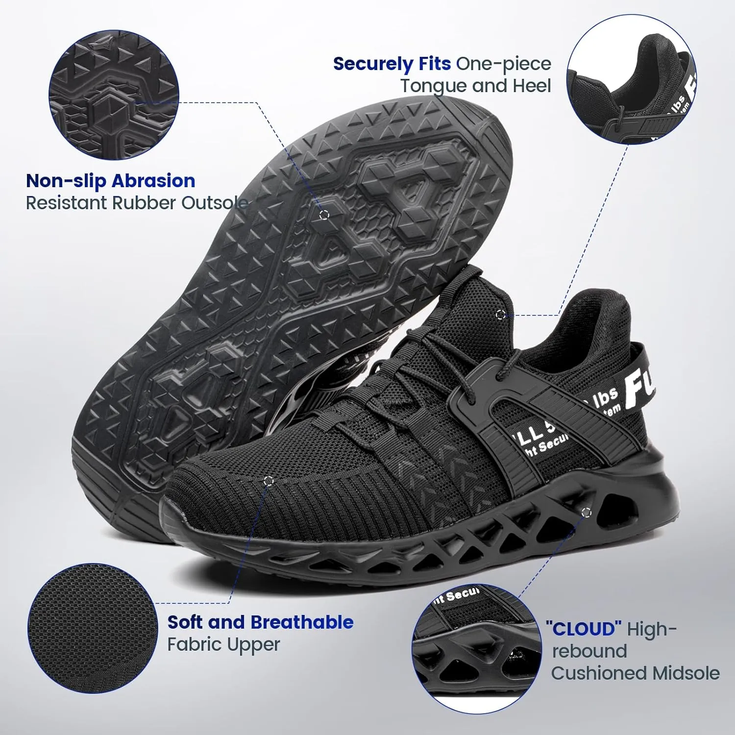 Furuian Steel Toe Sneakers for Men Women Lightweight Safety Shoes Comfortable Puncture Proof Slip On Indestructible Work Shoes