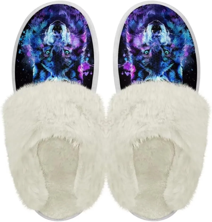 Fuzzy Slippers for Women Men Non-Slip Winter Home Shoes Unisex Soft House Slippers