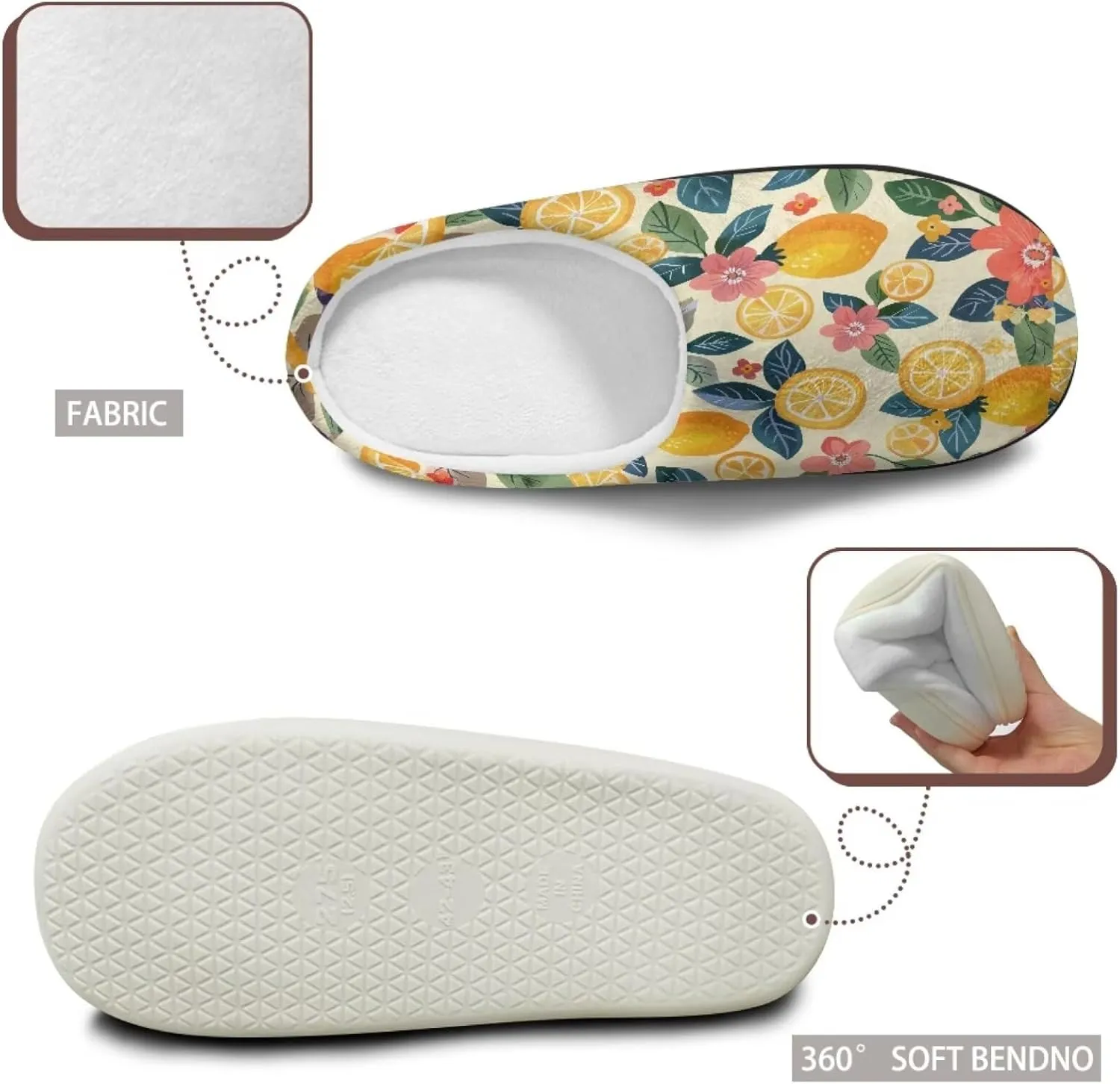 Fuzzy Slippers for Women,Soft Warm House Slippers Fruit Theme Strawberry Slippers Anti Skid Bedroom Slippers Home Shoes