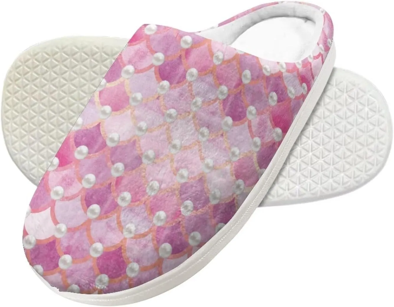 Fuzzy Toddler Slippers Girls Plush Slippers Soft Warm House Shoes Cozy Slip On Indoor Shoes Cute Print House Slippers Non Slip Washable for Bedroom Outdoor US 9-15