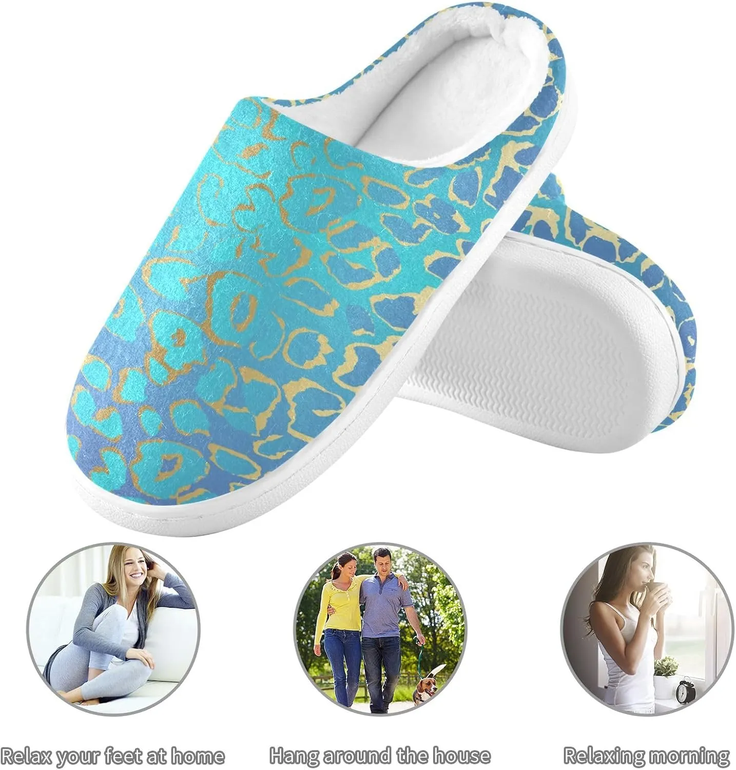 GAIGEO Slippers Women Doodle Cow Black White, Memory Foam Winter Shoes for Women, Soft Comfort for Home or Outdoor Use