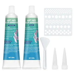 Ganbaro® Sock Stop Non Slip Adhesive,Fabric Paint for Anti-Slip Socks,Bathroom Mats,Appliance Anti-Slip Quick-Drying Soft Adhesive 50ml*2PC, black,translucent