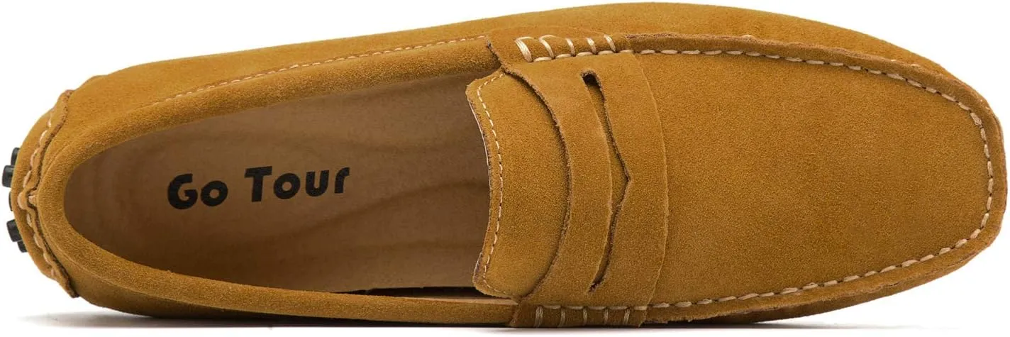 Go Tour Men's Penny Loafers Moccasin Driving Shoes Slip On Flats Boat Shoes