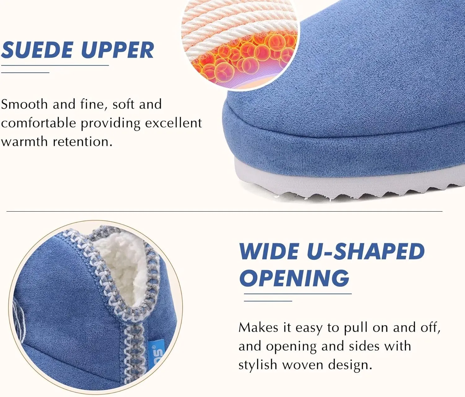 GPOS Womens House Knit Bootie Slippers Fuzzy Plush Lining Winter Ladies Warm Suede Fluff Slippers Lightweight Cozy Thick Memory Foam Comfortable Home Shoes Hard Bottom for Indoor Outdoor Size 5-11