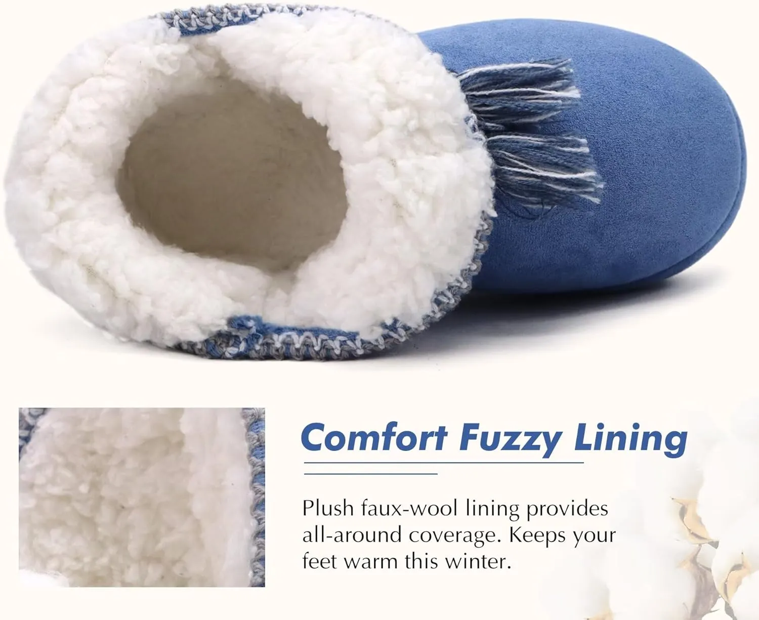 GPOS Womens House Knit Bootie Slippers Fuzzy Plush Lining Winter Ladies Warm Suede Fluff Slippers Lightweight Cozy Thick Memory Foam Comfortable Home Shoes Hard Bottom for Indoor Outdoor Size 5-11