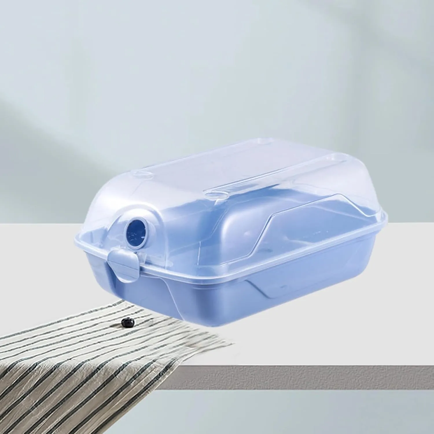 Grebest Dust-proof Shoe Storage 2 Pcs Thickened Transparent Ventilated Box Anti-crack Reusable Universal Boot Container for Car Travel Clear Blue L