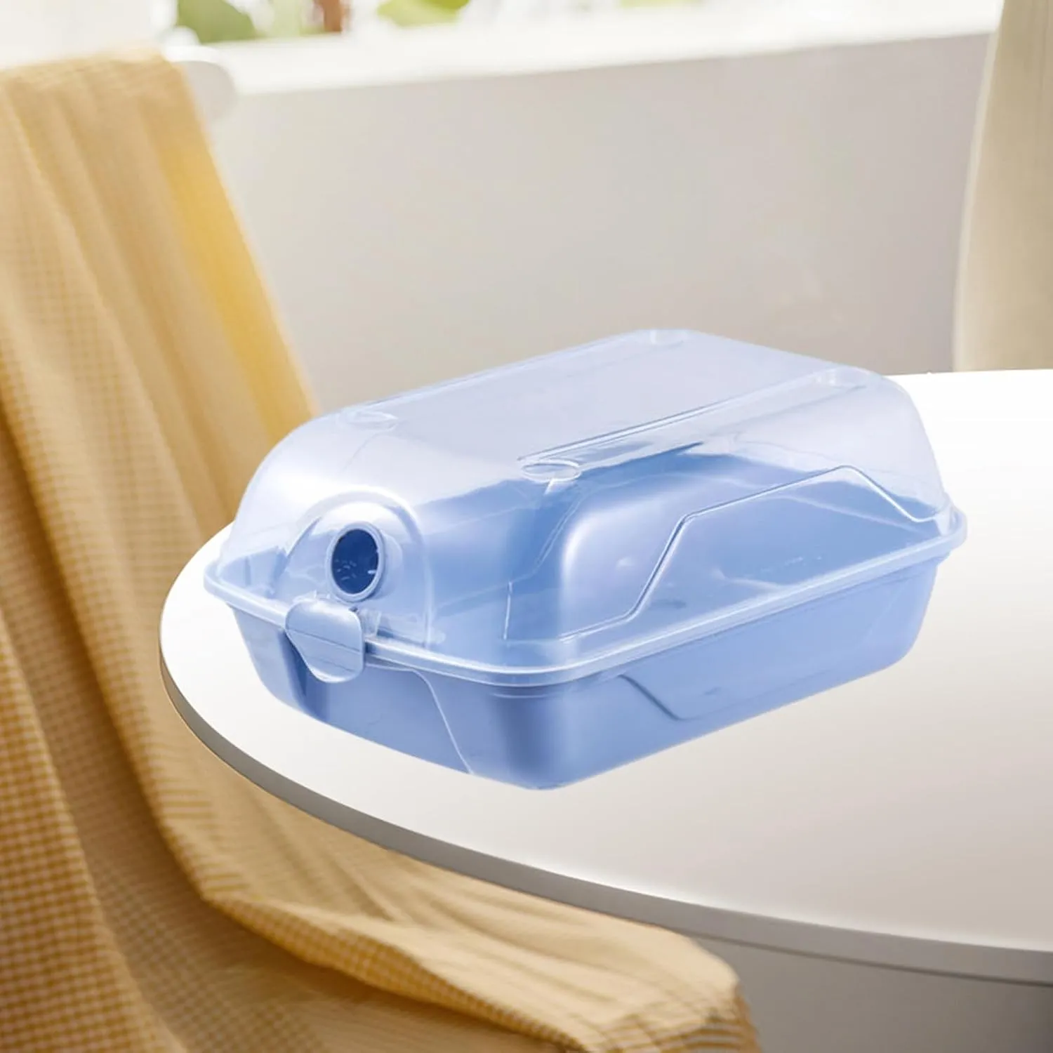 Grebest Dust-proof Shoe Storage 2 Pcs Thickened Transparent Ventilated Box Anti-crack Reusable Universal Boot Container for Car Travel Clear Blue L