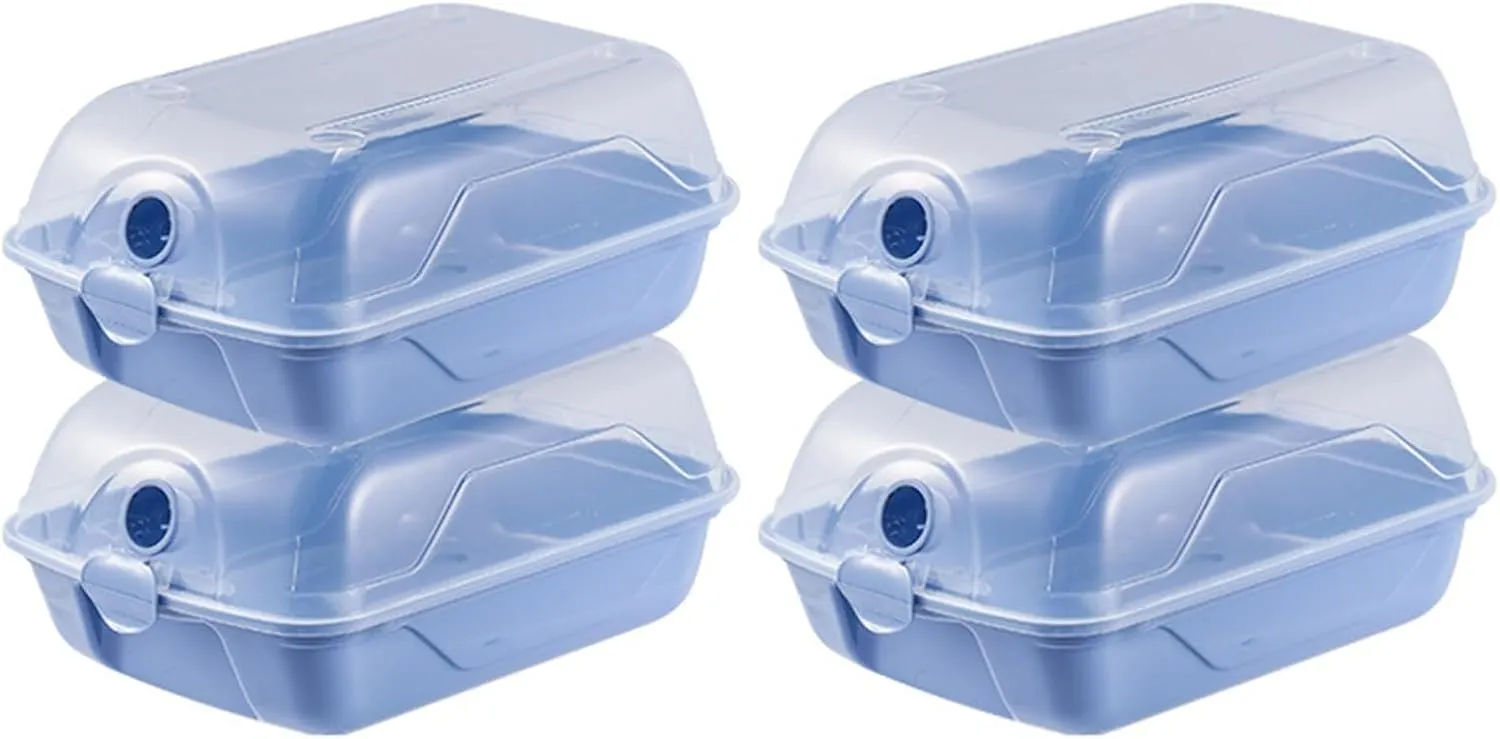 Grebest Dust-proof Shoe Storage 2 Pcs Thickened Transparent Ventilated Box Anti-crack Reusable Universal Boot Container for Car Travel Clear Blue L