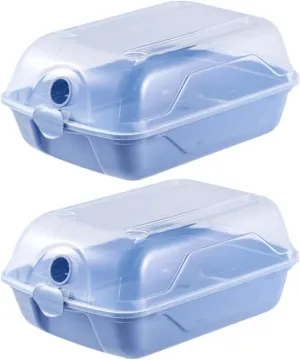 Grebest Dust-proof Shoe Storage 2 Pcs Thickened Transparent Ventilated Box Anti-crack Reusable Universal Boot Container for Car Travel Clear Blue L