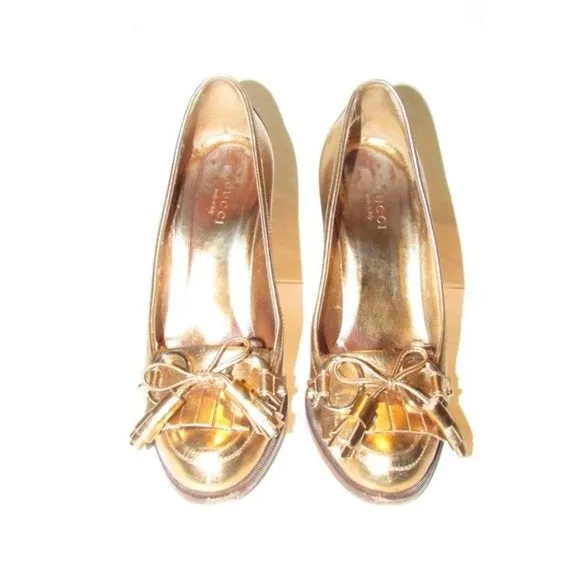 Gucci 'Marrakech' Gold Metallic Leather Equestrian