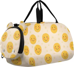 Happy Face Pattern Youth Sports Duffel Bag with Ventilated Shoe Compartment|All-Season Lightweight Travel Gym Bag for Girls & Boys|Water-Resistant Gear Bag