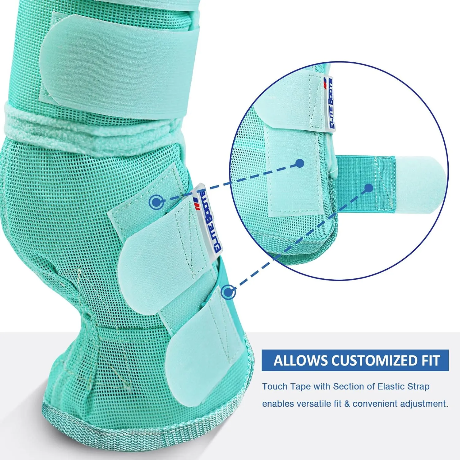 Harrison Howard Horse Fly Boots Perfect Contoured Fit Leg Guards Dense Mesh Boots with Ventilated Comfort Reliable Protection from Summer Elements Set of 2 Mint Large