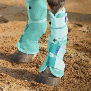 Harrison Howard Horse Fly Boots Perfect Contoured Fit Leg Guards Dense Mesh Boots with Ventilated Comfort Reliable Protection from Summer Elements Set of 2 Mint Large