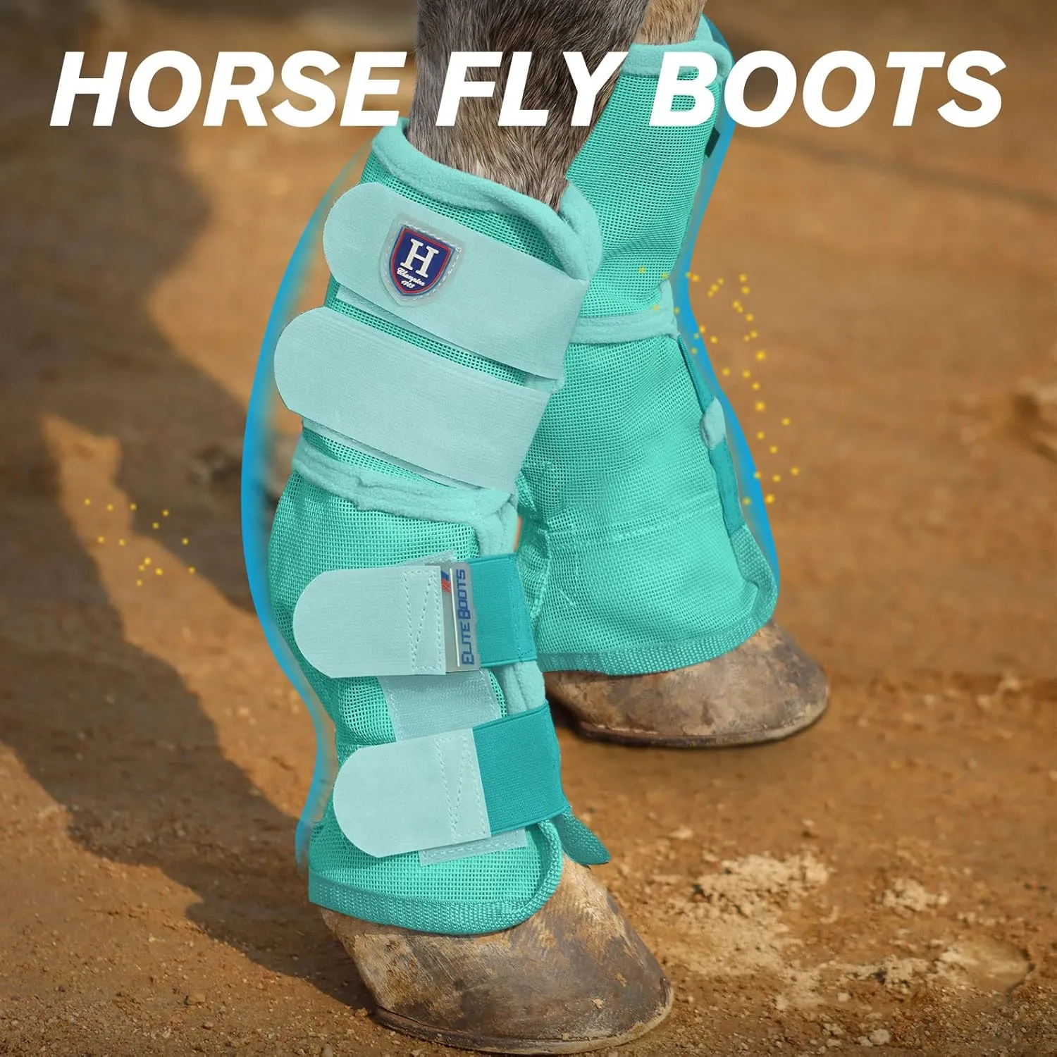 Harrison Howard Horse Fly Boots Perfect Contoured Fit Leg Guards Dense Mesh Boots with Ventilated Comfort Reliable Protection from Summer Elements Set of 2 Mint Large