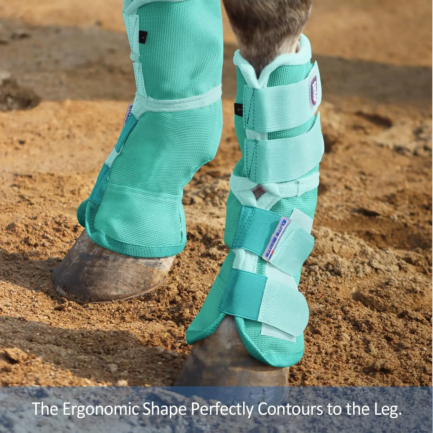 Harrison Howard Horse Fly Boots Perfect Contoured Fit Leg Guards Dense Mesh Boots with Ventilated Comfort Reliable Protection from Summer Elements Set of 2 Mint Large