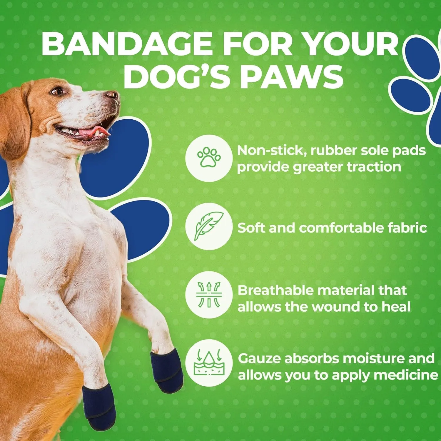 Healers Anti-Slip Dog Boots-Medical Paw Protection for Sm/Med Breeds, Traction Booties for Slippery Floors, Sm/Medium Boxset, Paw Width `2.25, avg wt 35-50lbs