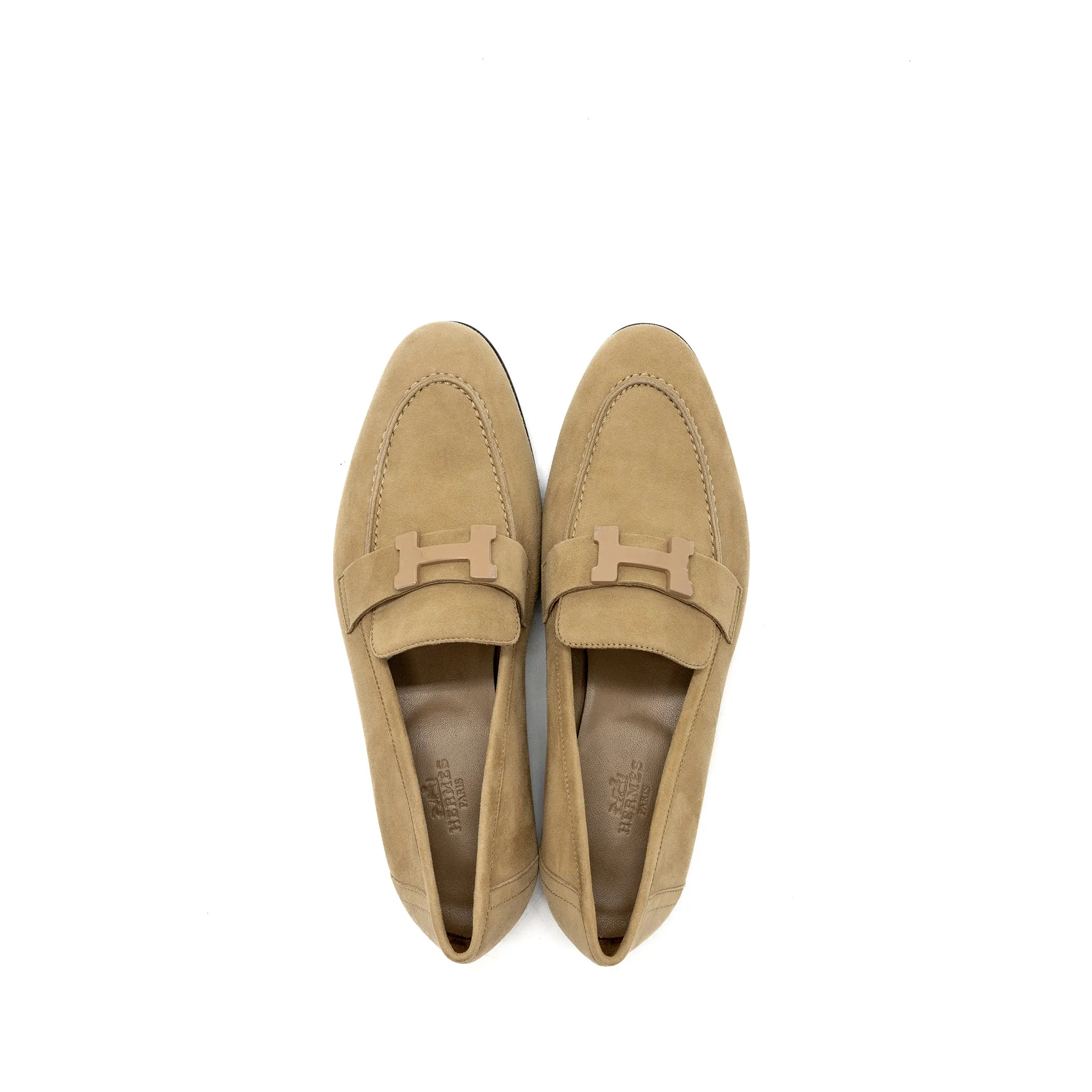 Hermes Size 37 Mocassin Femme Paris Loafer Chevre Velour
