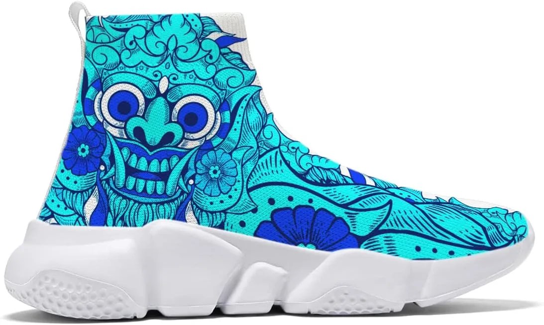 Hetios Mens Walking Shoes Graffiti Sneakers Running Shoes Sock Shoes Lightweight Comfy Breathable Multicolor