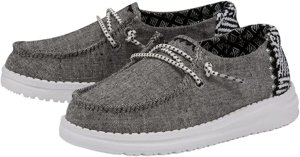 Hey Dude Girl's Wendy Youth Multiple Sizes & Colors | Girl’s Shoes | Girl’s Lace Up Loafers | Lightweight & Comfortable