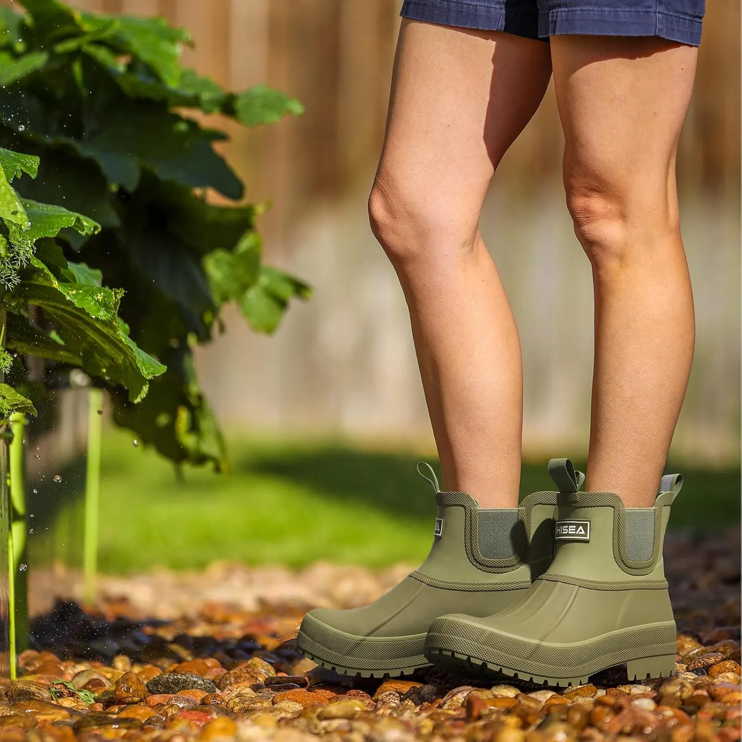 HISEA Women's Duck Chelsea Rain Boots Waterproof Short Garden Boot Outdoor Mud Boots