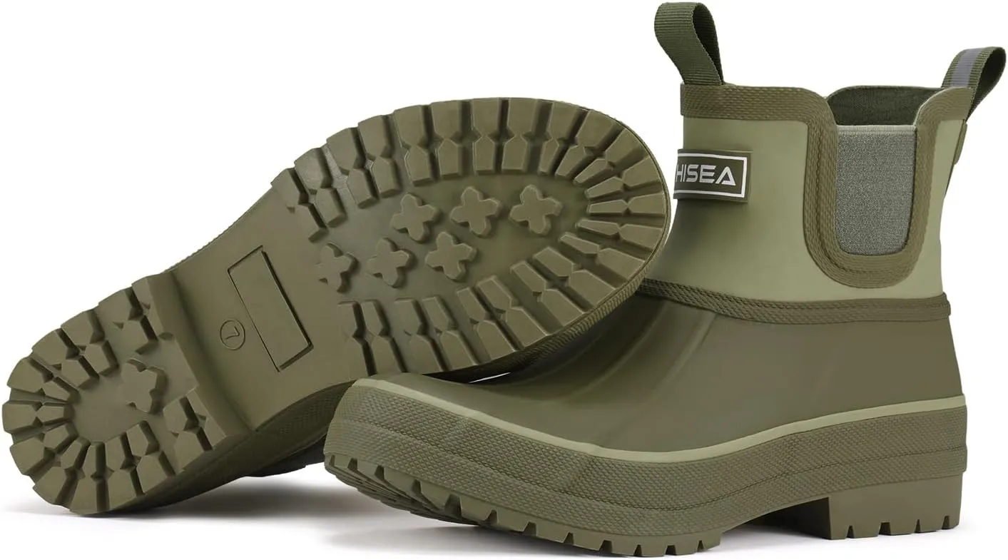 HISEA Women's Duck Chelsea Rain Boots Waterproof Short Garden Boot Outdoor Mud Boots